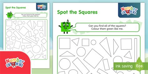 Numberblocks: Spot the Squares Activity Sheet