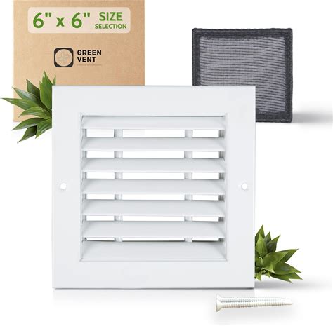 GREEN VENT - Air Return Grille 6x6 (Duct Opening), Decorative Aluminum ...
