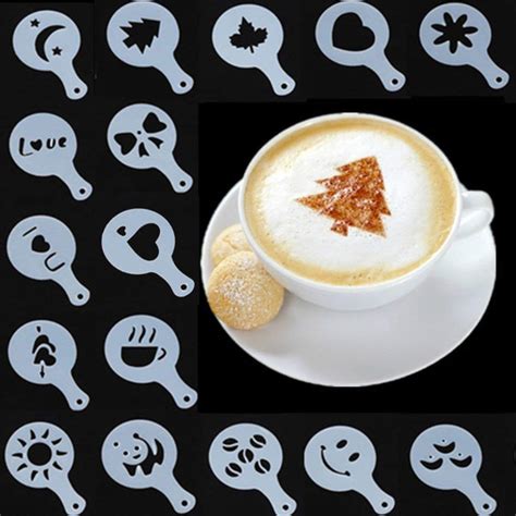 First Try 16 Pack Barista Coffee Stencils Latte Art Stencils Cappuccino ...