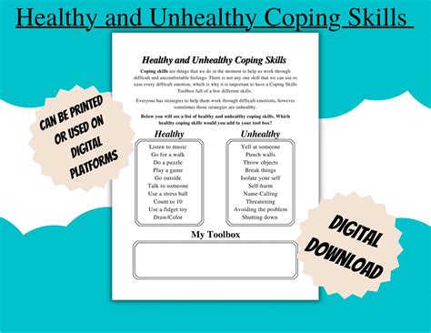 Healthy Coping Skills Worksheet Coping Skills Worksheet Healthy Vs ...