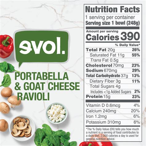 Evol. Ravioli, Portabella & Goat Cheese-Nutrition-Facts