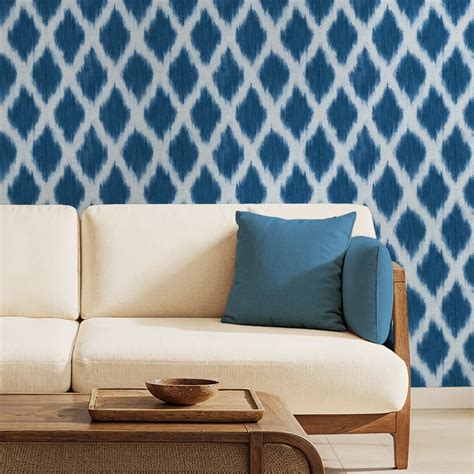 Classic Indian Ikat Pattern Wallpaper Roll in Blue – Life n Colors