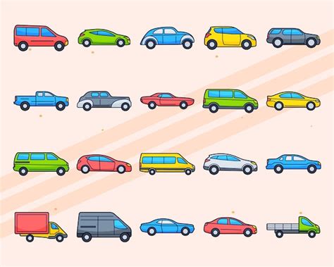 Set of vector icons related to cars and automobiles including car parts ...