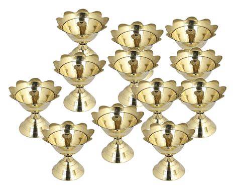 Buy STREET CRAFT Set of 12 - Handmade Indian Brass Oil Lamp - Diya Lamp ...