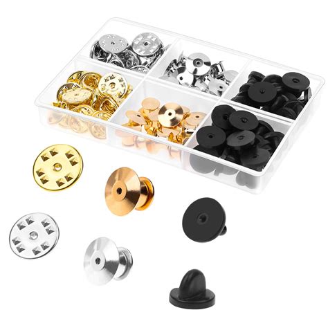 Pin Backs, Selizo 84pcs Locking Pin Backs Lapel Push Pin Keeper Blank ...