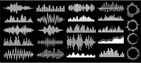 Set sound vibration waves in different shapes set isolated elements set ...