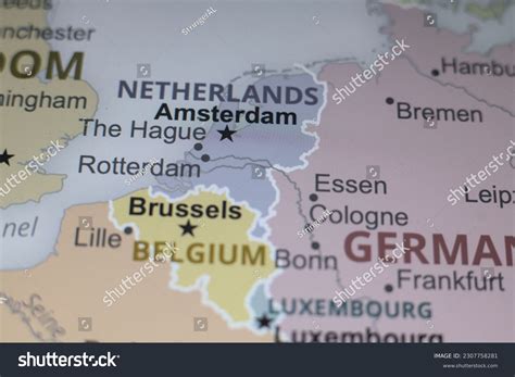 Macro Map Netherlands Belgium Germany Stock Photo 2307758281 | Shutterstock