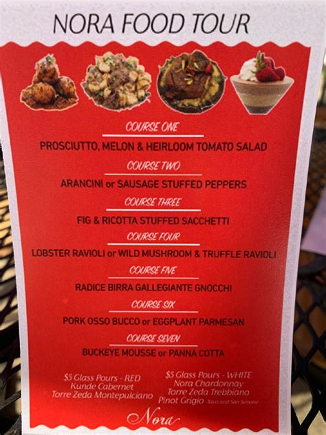 Menu at Nora pub & bar, Cleveland