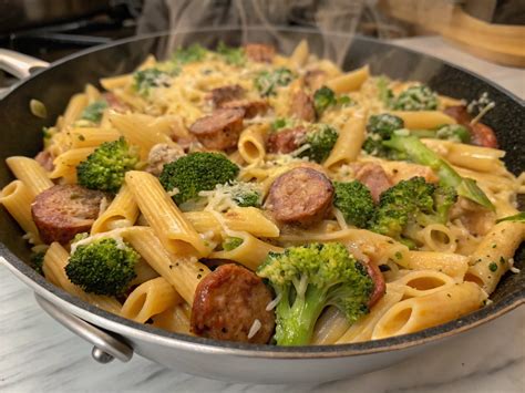 Cheesy Broccoli Sausage Pasta Skillet Recipe