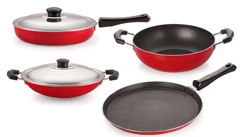Buy Nirlon Non-Stick Coated 4 Piece Dishwasher Safe Kitchen Cooking ...