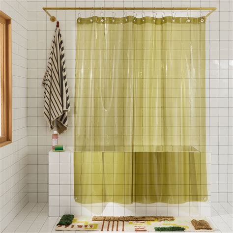 Sun Shower Olive | Green Clear Shower Curtain | Quiet Town
