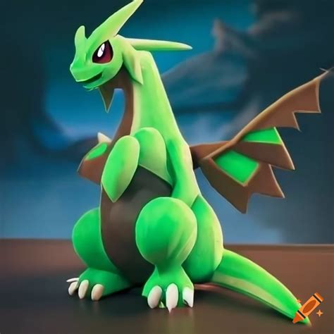 Artwork of a cute grass dragon pokemon on Craiyon