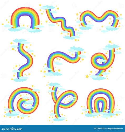 Differen Shape Rainbows Set of Icons Stock Vector - Illustration of ...