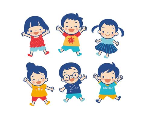 6个幼儿园小朋友卡通ai矢量图素材下载 – 看飞碟 - 设计资源站