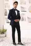 Buy Blue Rayon Cut Work Cutdana Collar Embroidered Tuxedo Set For Men ...