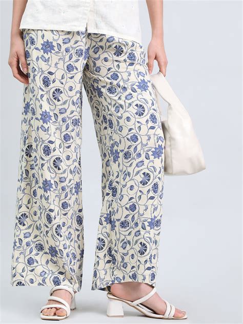 Beige Woven Viscose Printed Palazzo – Go Colors India