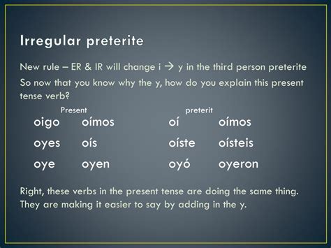PPT - Irregular preterite : oír , leer, creer , & destruir PowerPoint ...