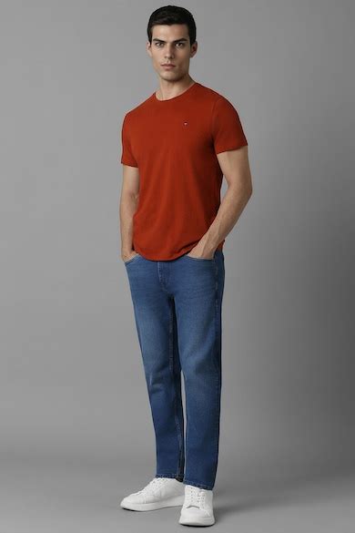 Buy Men Navy Mid Slim Tapered Fit Jeans Online - 39642493 | Louis Philippe