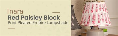 Inara Red Paisley Block Print Pleated Empire Lampshade | Color Red ...