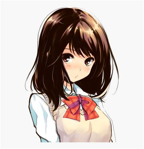 Anime - ) - Short Brown Haired Anime Girl (613x866) - Cute Brunette ...