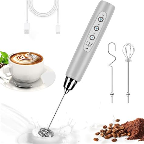 BSRGMS Milk Frother Handheld for Coffee, Electric Whisk 3 Speed Adjustable, Drink Mixer with ...