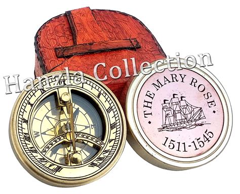 Hanzla Collection Vintage Maritime Brass Pocket Sundial~Mary Rose Poem ...