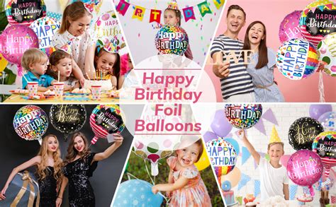 TOYXE Happy Birthday Round Foil Balloon Assorted Design Pack of 10 Pcs ...