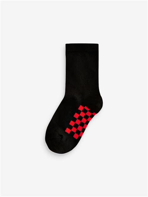 Buy Black Checkerboard Cotton Rich Socks 7 Pack from Next India