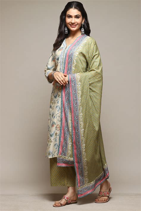 Sage Green Cotton Straight Kurta Palazzo Suit Set