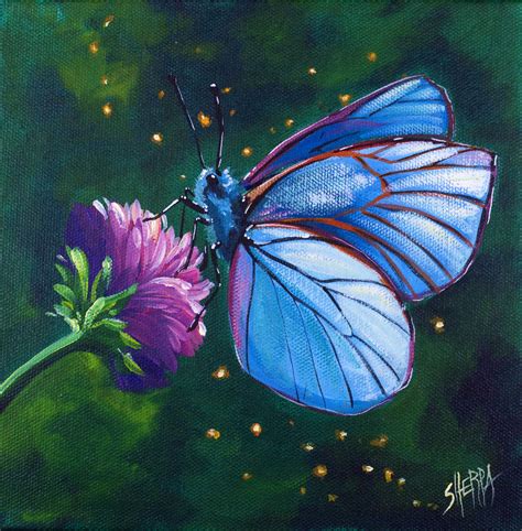 How to paint Blue butterfly on clover step by step, free video lesson ...