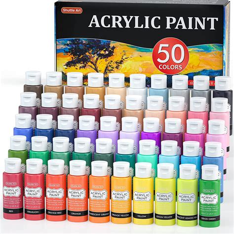 Acrylic Paint, Shuttle Art 50 Colors Acrylic Paint Set, 2oz/60ml ...