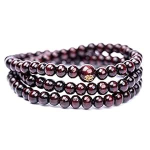 Buy OOMPH Jewellery Natural Wood Maroon Colour Buddha Meditation 108 ...