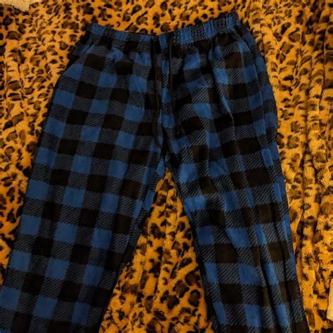 Blue plaid pajama pants super soft and cozy baggy... - Depop