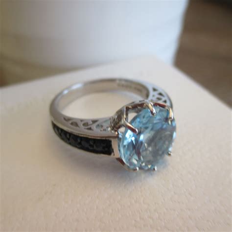 BBJ 925 Blue Topaz Ring W/black Spinel Stones on Both Sides of - Etsy