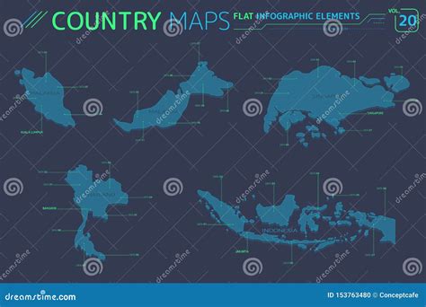 Singapore, Malaysia, Indonesia and Thailand Vector Maps Stock Vector - Illustration of graphic ...
