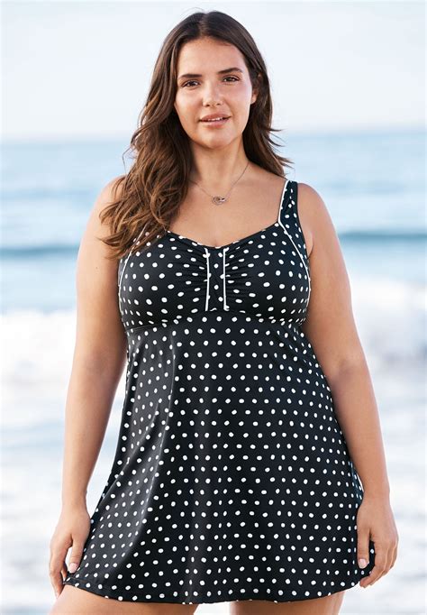 Flattering Retro Swim Dress, Gold Foil | Swimsuits For All