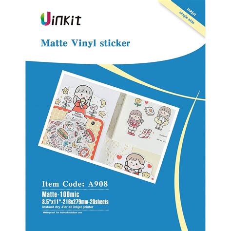 Premium Printable Vinyl Sticker Paper for Inkjet Printer - 20 Sheets ...