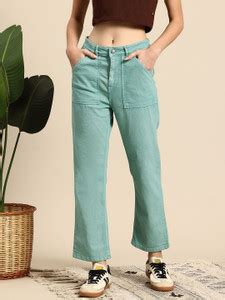 Mast & Harbour Straight Fit Women Green Jeans - Buy Mast & Harbour ...