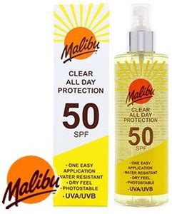 Malibu Sunscreen - SPF 50 PA+ Clear All Day Protection Spray - Price in ...