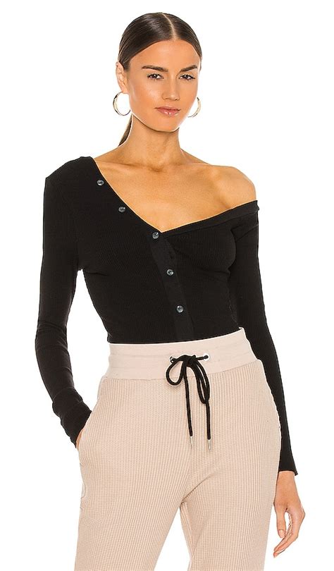 The Range Mass Rib Tilted Button Blouse in Black | REVOLVE