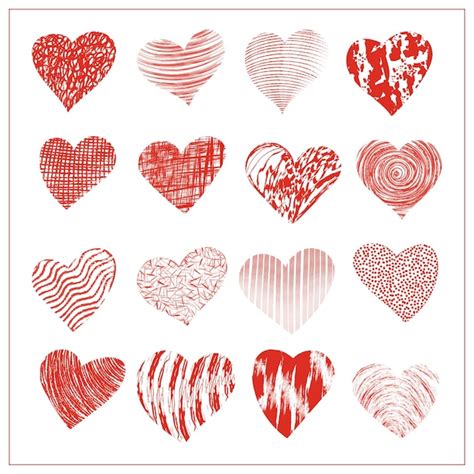 Set of grunge vector hearts design elements for valentines day heart ...