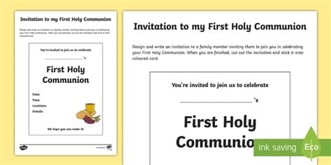First Holy Communion Invitation Template - Twinkl Ireland