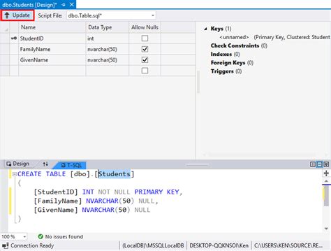 Image result for Visual Studio CreateTable SQL