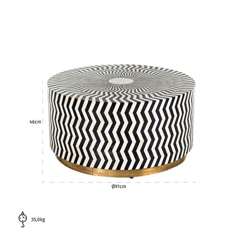 Messina Bone Inlay Coffee table with Brass Cladding Base