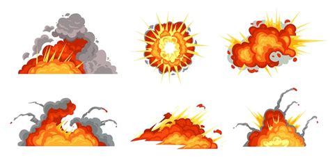 Premium Vector | Cartoon explosions Exploding bomb collection set animation