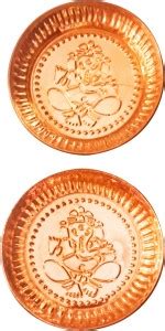 POOJA GHAR Ganpati Design 4 inches Copper Plates - Pack of 2 Copper ...