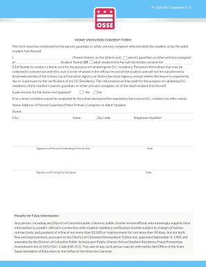 Fillable Online osse dc Home Visitation Consent Form - osse - The ...