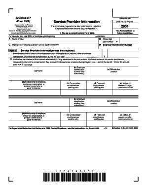 Fillable Online Schedule C (Form 5500)-2004.p65 Fax Email Print - pdfFiller
