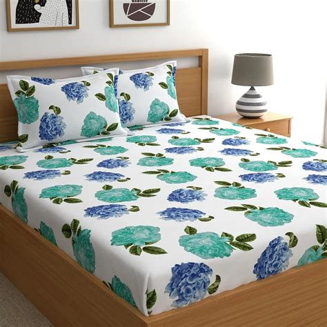 Home Ecstasy 100% Cotton Double Bedsheets with 2 Pillow Covers Cotton ...