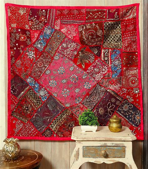 Handicraft-Palace Cotton Embroidery Beaded Wall Hanging Wall Decor ...